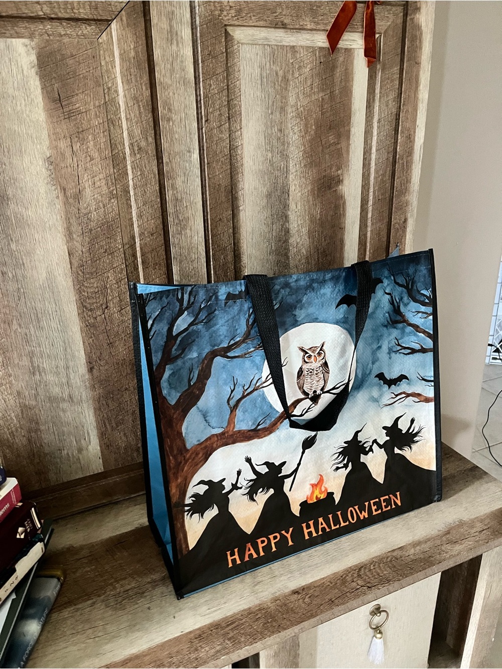 Halloween Trick-or-Treat Tote Bag - Blue "Happy Halloween"